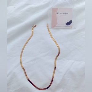 Or sensor 14k gold plated herringbone necklace. New, never used.